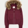 Chaqueta bomber acolchada con ribete de piel sintética