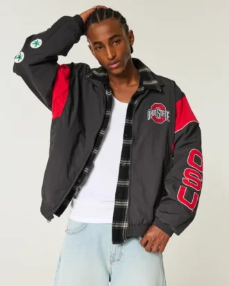 Chaqueta cortavientos con gráfico de los Buckeyes de la Universidad Estatal de Ohio