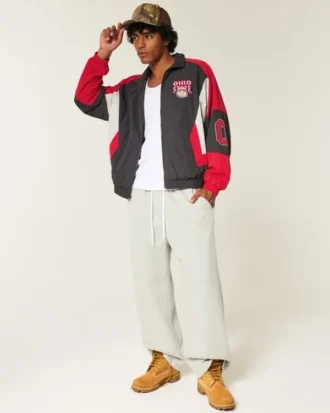 Chaqueta cortavientos con gráfico de los Buckeyes de la Universidad Estatal de Ohio