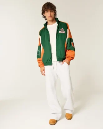 Chaqueta cortavientos con gráfico de los Hurricanes de la Universidad de Miami