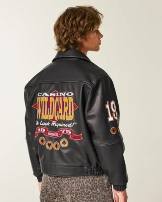 Chaqueta de cuero vegano con estampado Casino