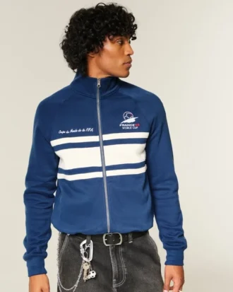 Chaqueta deportiva de felpa con gráfico de la Copa Mundial de la FIFA Francia 1998