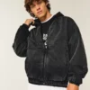 Chaqueta skater de denim lavado en negro
