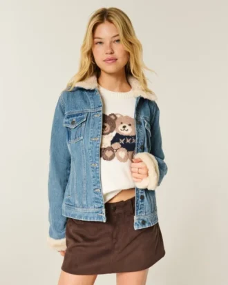 Chaqueta vaquera con ribete de pelo sintético