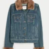 Chaqueta vaquera con ribete de pelo sintético