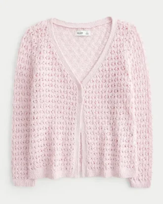 Cárdigan de estilo croché con mangas tres cuartos