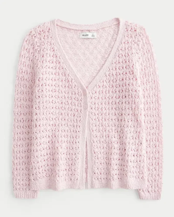 Cárdigan de estilo croché con mangas tres cuartos