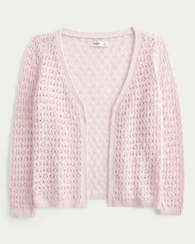 Cárdigan de estilo croché con mangas tres cuartos