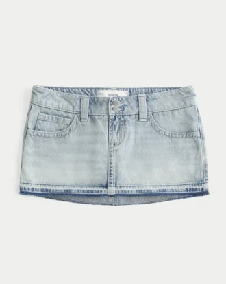 Falda pantalón micro mini de denim de talle ultra bajo