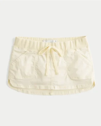 Falda pantalón micro mini de sarga de talle ultra bajo