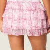 Falda pantalón mini de gasa con volantes