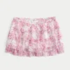 Falda pantalón mini de gasa con volantes