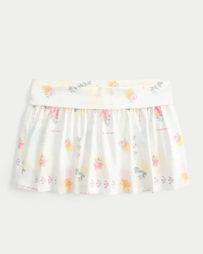 Falda pantalón mini de punto con vuelta