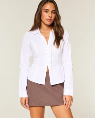 Falda pantalón mini de talle alto y corte en A