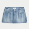 Falda pantalón mini vaquera de talle bajo