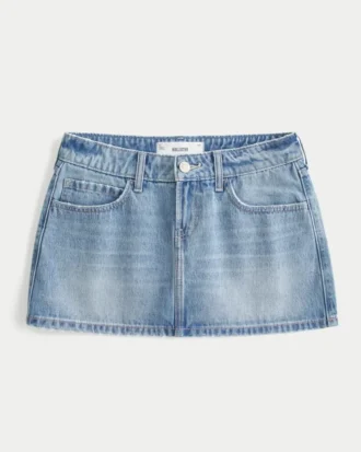 Falda pantalón mini vaquera de talle bajo