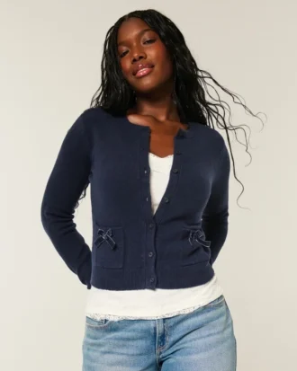 Hollister Cárdigan cómodo con bolsillos en forma de lazo