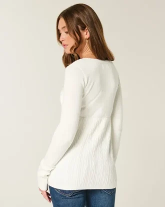 Jersey babydoll de manga larga y cuello cuadrado