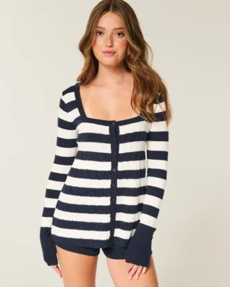 Jersey babydoll de manga larga y cuello cuadrado