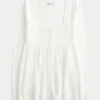 Jersey babydoll de manga larga y cuello cuadrado