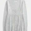 Jersey babydoll de manga larga y cuello cuadrado