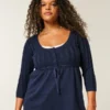 Jersey babydoll de punto trenzado