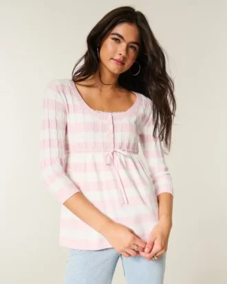 Jersey babydoll de punto trenzado