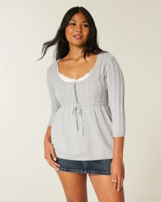 Jersey babydoll de punto trenzado