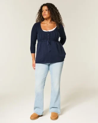 Jersey babydoll de punto trenzado