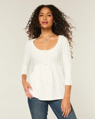 Jersey babydoll de punto trenzado