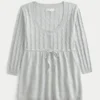 Jersey babydoll de punto trenzado