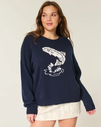 Jersey con estampado de pez saltando