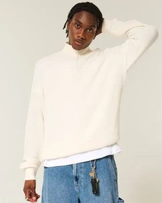Jersey cuadrado con cremallera hasta el pecho