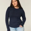 Jersey de cuello redondo con diseño de punto trenzado