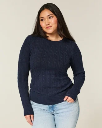 Jersey de cuello redondo con diseño de punto trenzado