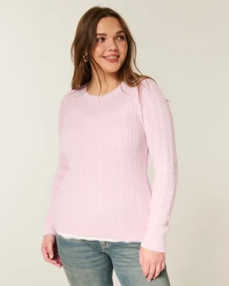 Jersey de cuello redondo con diseño de punto trenzado
