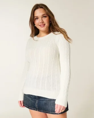Jersey de cuello redondo con diseño de punto trenzado