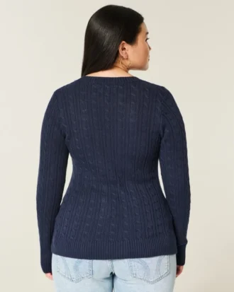 Jersey de cuello redondo con diseño de punto trenzado