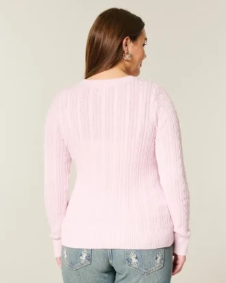 Jersey de cuello redondo con diseño de punto trenzado