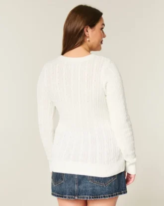 Jersey de cuello redondo con diseño de punto trenzado