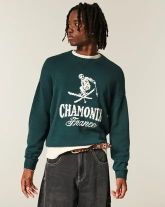 Jersey de cuello redondo con estampado Boxy Chamonix France