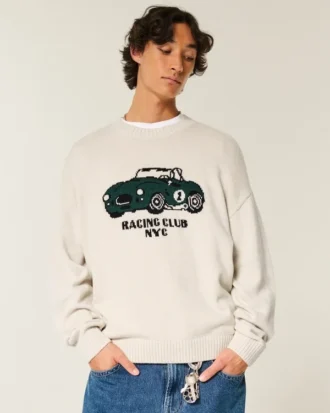 Jersey de cuello redondo con estampado Boxy Racing