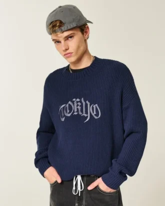 Jersey de cuello redondo con estampado Boxy Tokyo