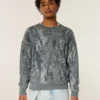 Jersey de cuello redondo con estampado cuadrado