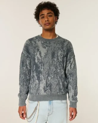 Jersey de cuello redondo con estampado cuadrado