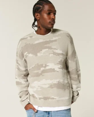Jersey de cuello redondo con estampado de camuflaje
