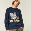 Jersey de cuello redondo con estampado de Tom y Jerry