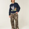 Jersey de cuello redondo con estampado de Tom y Jerry