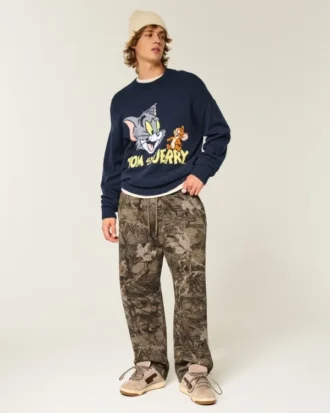 Jersey de cuello redondo con estampado de Tom y Jerry
