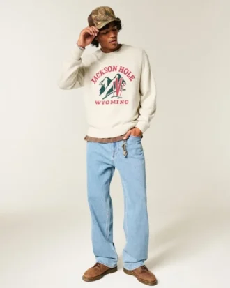 Jersey de cuello redondo con estampado Jackson Hole